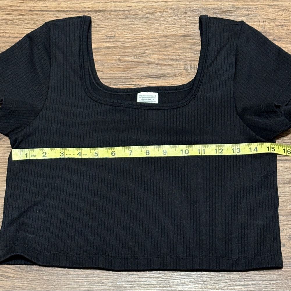 NWT PINK Victoria’s Secret Cropped Ribbed Short Sleeve Shirt Black Size Large - Picture 8 of 12